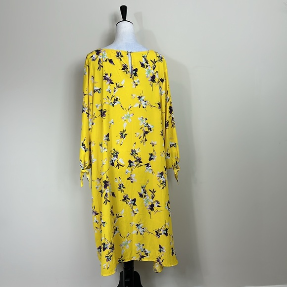 Brand new EVRI Yellow polyester dress with purple floral patterns Size 3X - Picture 3 of 9